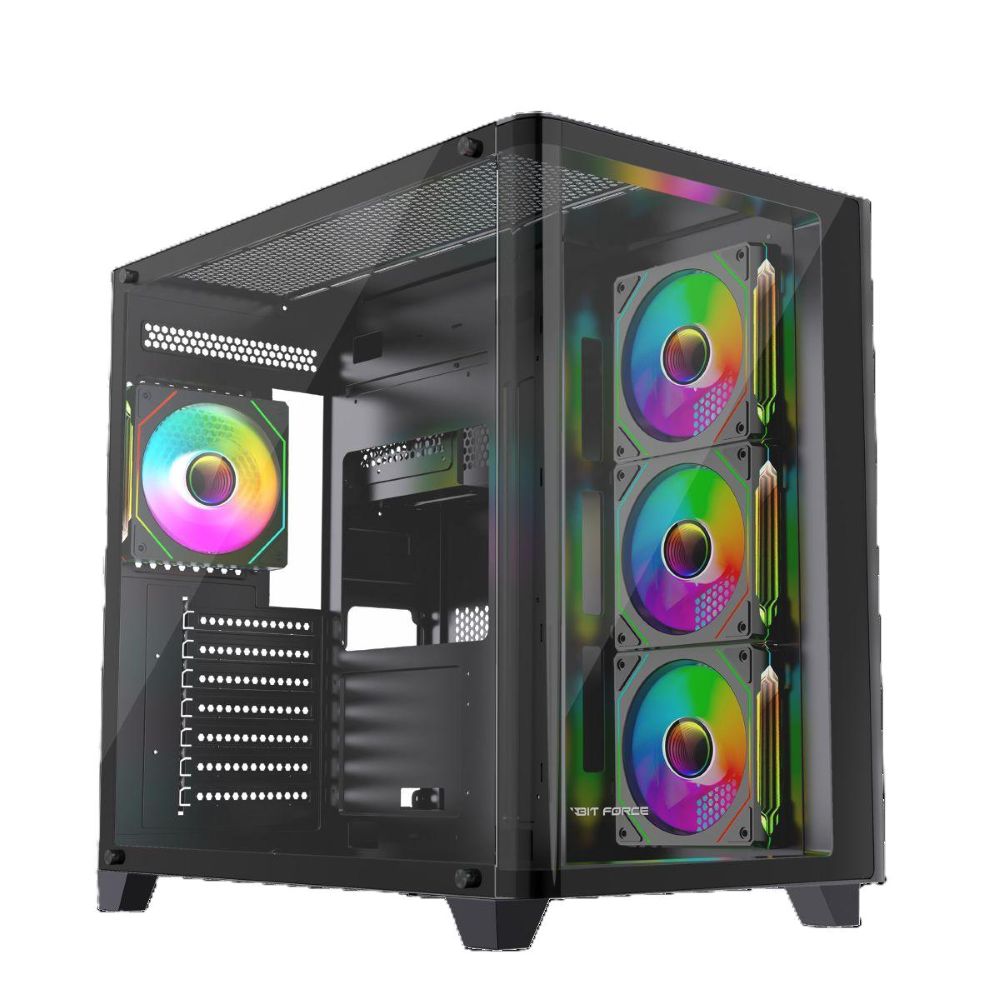 Bit Force CUBE ARGB-TGC-PWM4 Gaming Midi Tower ATX kućište bez napajanja, crno