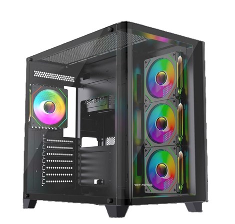 Bit Force CUBE ARGB-TGC-PWM4 Gaming Midi Tower ATX kućište bez napajanja, crno