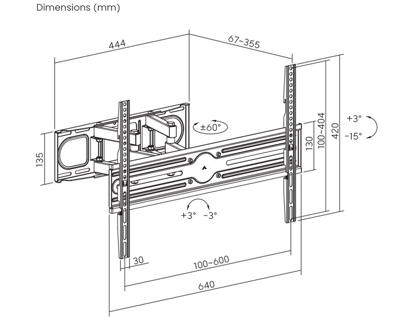 BIT FORCE izvlačno-okretni nosač za TV SHIELD WM-80-FM
