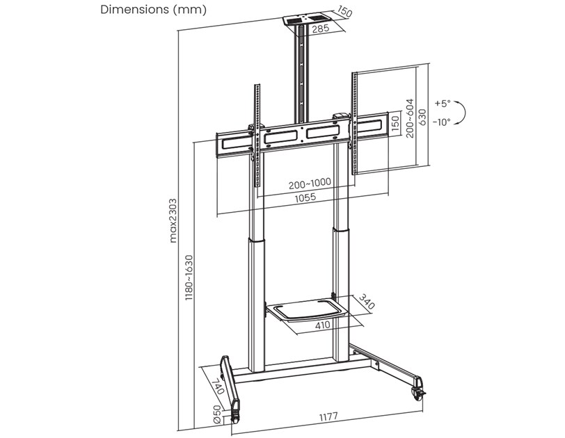 BIT FORCE nagibni podni stalak za TV GUARD FS-100-T