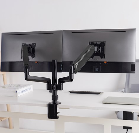 BIT FORCE stolna ručka za 2 17“- 32“ monitora s plinskom oprugom, do 9kg (po monitoru) (BRACKET DMG-32-2M)