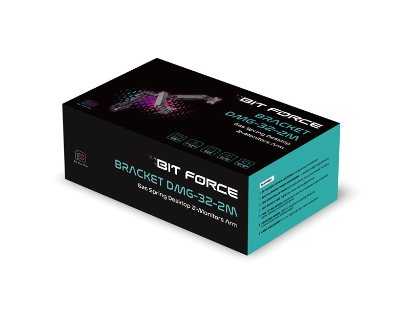 BIT FORCE stolna ručka za 2 monitora s plinskom oprugom BRACKET DMG-32-2M