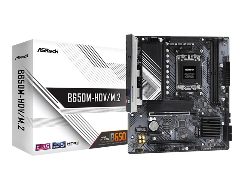 Asrock AMD B650M-HDV/M.2, S.AM5, DDR5/6400, PCIe 4.0, HDMI/DP, mATX