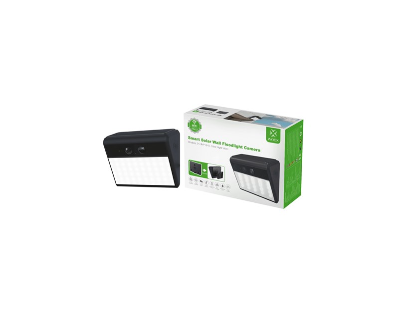WOOX Smart solarna Wi-Fi sigurnosna kamera 2K s LED reflektorom i detekcijom pokreta, 2K (2304x1296), 3MP, IP67 (