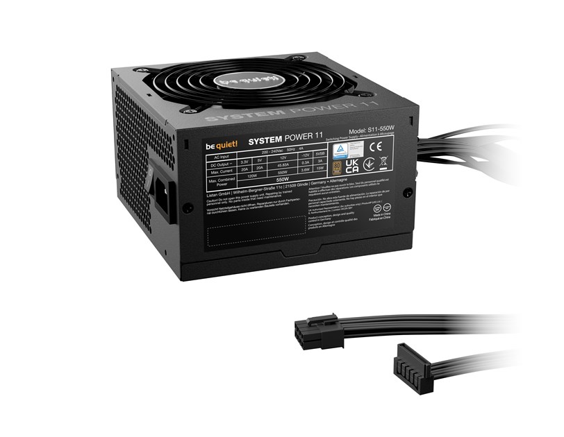 Be Quiet 550W System 11, ATX 3.1 80+ BRONZE, 2×PCIe, 5×SATA, 20+4-pina, 120mm ventilator, crno