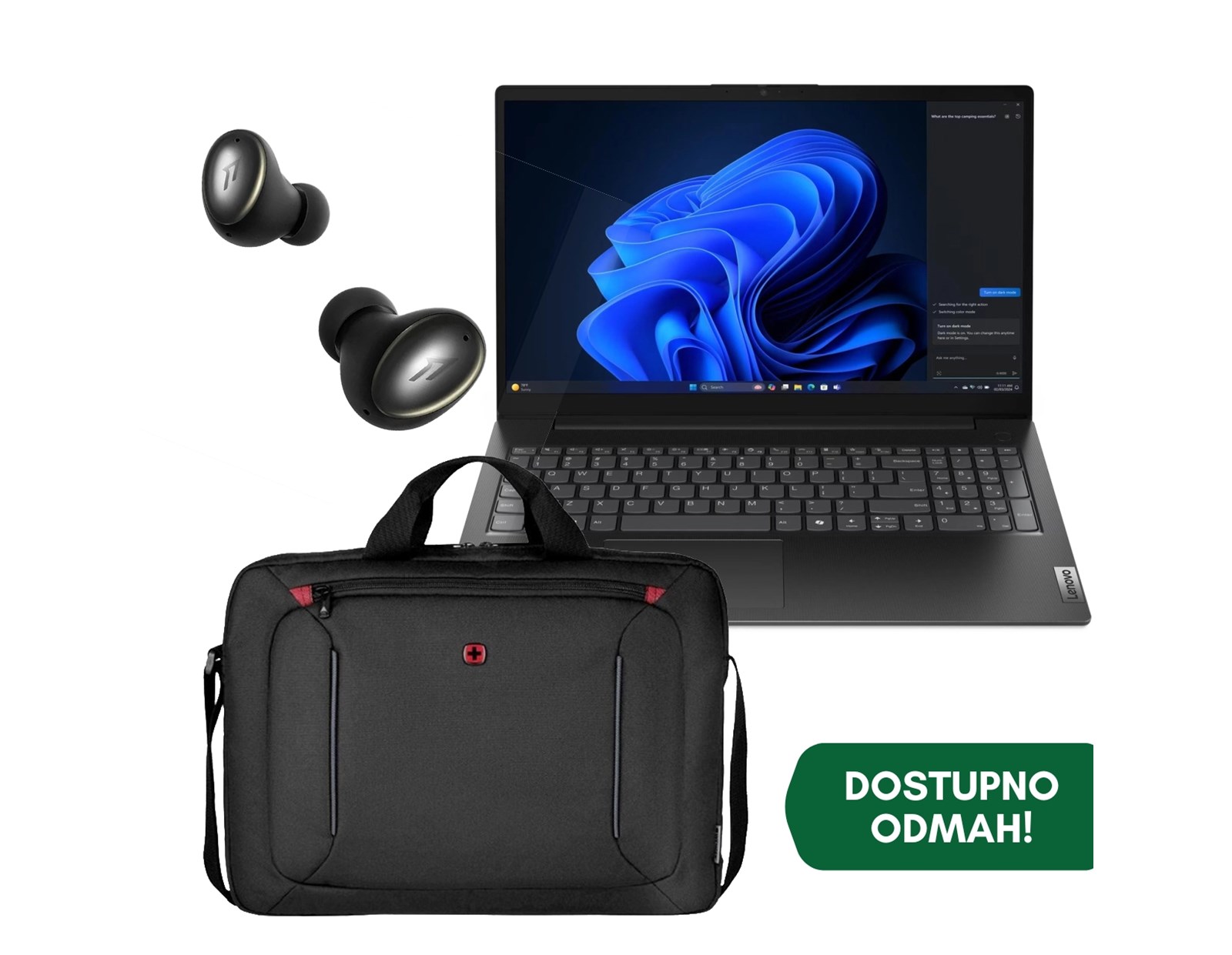 Lenovo V15 G5 IRL, 15.6" FHD, Intel i5-13420H, 16GB DDR5, 512GB SSD, UHD, WiFi/BT, Win 11 Pro + 3Y + Wenger + 1MORE bežične sluš. (83GW008ESC)