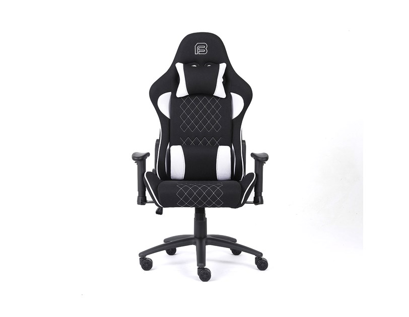 Bit Force KHAN F-2D igraća stolica s potpornim jastučićima, tkanina, 2D naslon za ruke, nosivost 150kg, crno/bijela