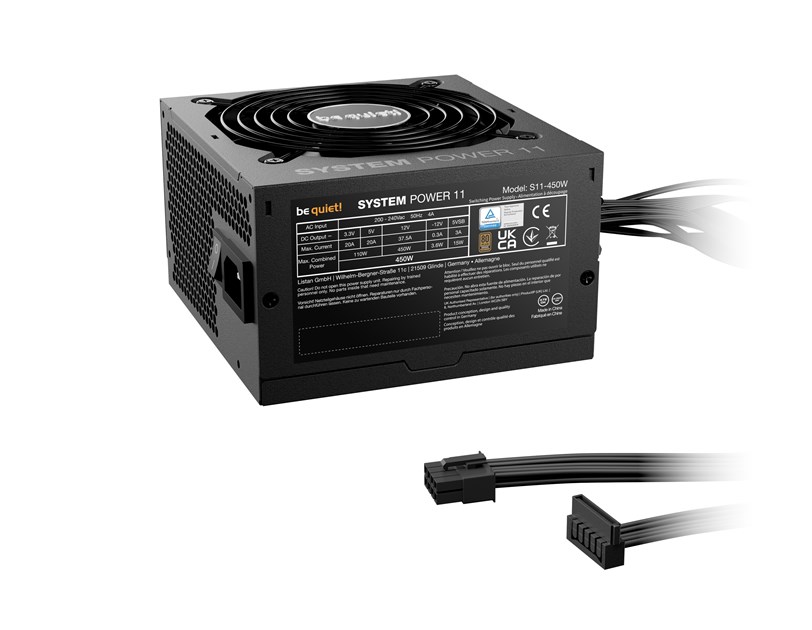 Be Quiet 450W System 11, ATX 3.1 80+ BRONZE, 2×PCIe, 5×SATA, 20+4-pina, 120mm ventilator, crno