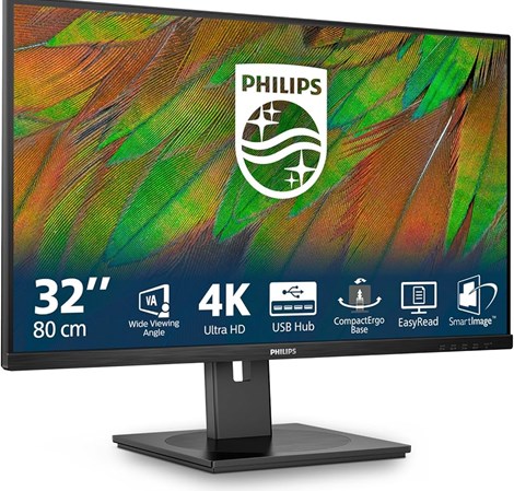 Philips 32" 32B1N3800/00 4K UHD (3840x2160) VA, 350 cd/m2, 3500:1, HDMIx2, DPx1, USB Hub, Pivot, 5Y