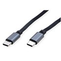 Roline USB 2.0 kabel, C-C, M/M, 60W, izvlačivi, crni, 1.2m