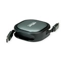Roline USB 2.0 kabel, C-C, M/M, 60W, izvlačivi, crni, 1.2m