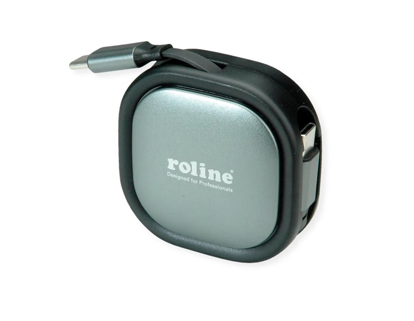Roline USB 2.0 kabel, C-C, M/M, 60W, izvlačivi, crni, 1.2m