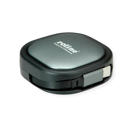 Roline USB 2.0 kabel, C-C, M/M, 60W, izvlačivi, crni, 1.2m