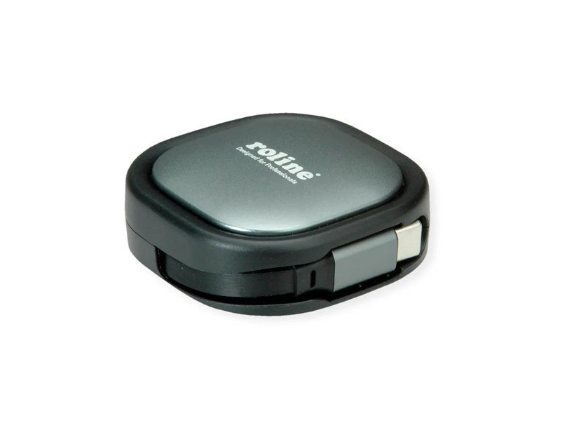 Roline USB 2.0 kabel, C-C, M/M, 60W, izvlačivi, crni, 1.2m