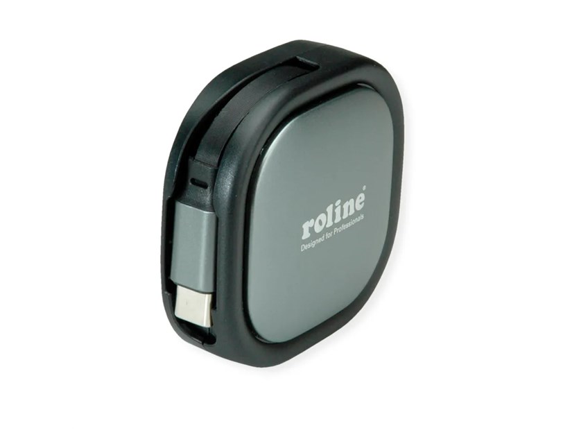 Roline USB 2.0 kabel, C-C, M/M, 60W, izvlačivi, crni, 1.2m