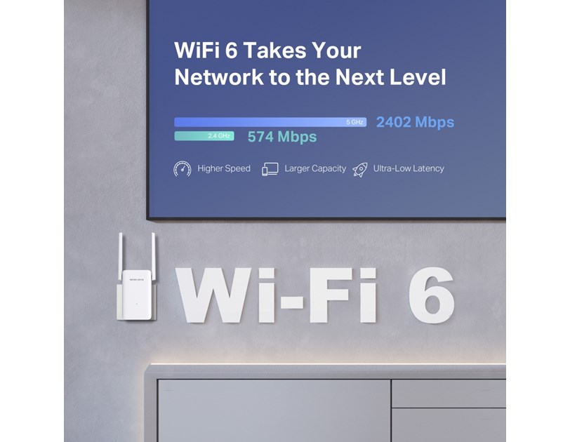 Mercusys AX3000 bežični pojačivač dometa (Range Extender Wi-Fi 6) Dual Band 574Mbps/2402Mbps (2.4GHz/5GHz) 1×G-LAN, 2×vanjska antena