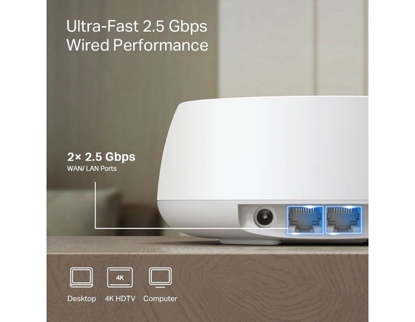 TP-Link BE3600 Tri-Band Whole Home Mesh WiFi 7, 688Mbps/4324 Mbps (2.4GHz/5GHz) 2×2.5 Gbps port, Deco App