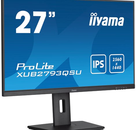 IIYAMA 27" XUB2793QSU-B7 QHD (2560x1440) IPS, Pivot, 100Hz, 16:9, 1ms, 300 cd/m2, 1300:1, 1xHDMI/DP, USB HUB 2x3.2, zvučnici, crni