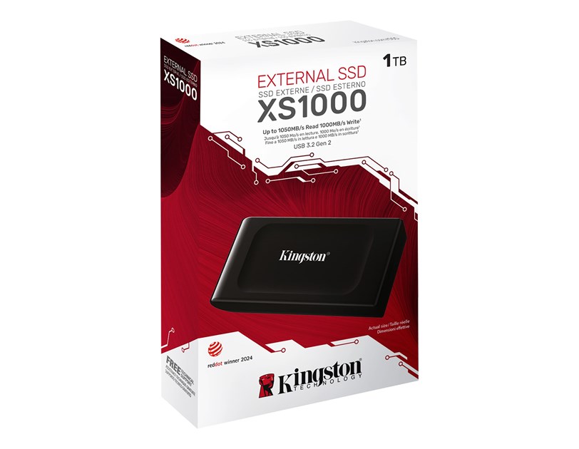 KINGSTON XS1000 eksterni SSD disk 1TB, USB 3.2 Gen 2 Type-C, USB-C to USB-A cable, crni, SXS1000/1000G
