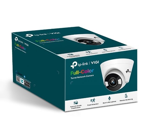 TP-LINK 4MP Full-Color Turret Net, H.265+/H.265/H.264+/H.264, 1/3" Progressive Scan CMOS, Color/0.04 Lux@F1.6, 0 Lux with IR/White Light, 25fps/30fps ( 2560x1440,2304x1296, 2048x1280, 1920x1080),  PoE