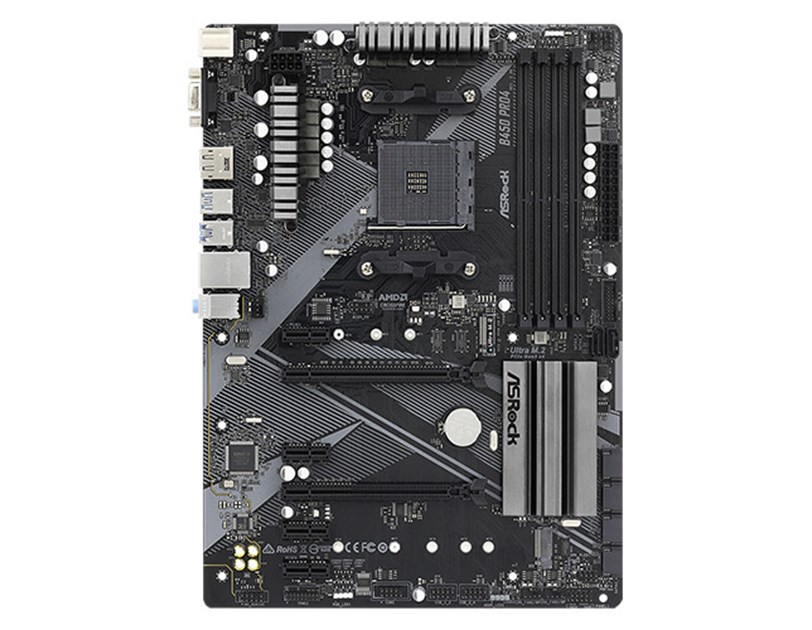 ASRock MB B450 PRO4 R2.0, S.AM4, DDR4/3200+ (OC), PCIe 3.0, M.2, G-LAN, VGA/HDMI/DP, ATX