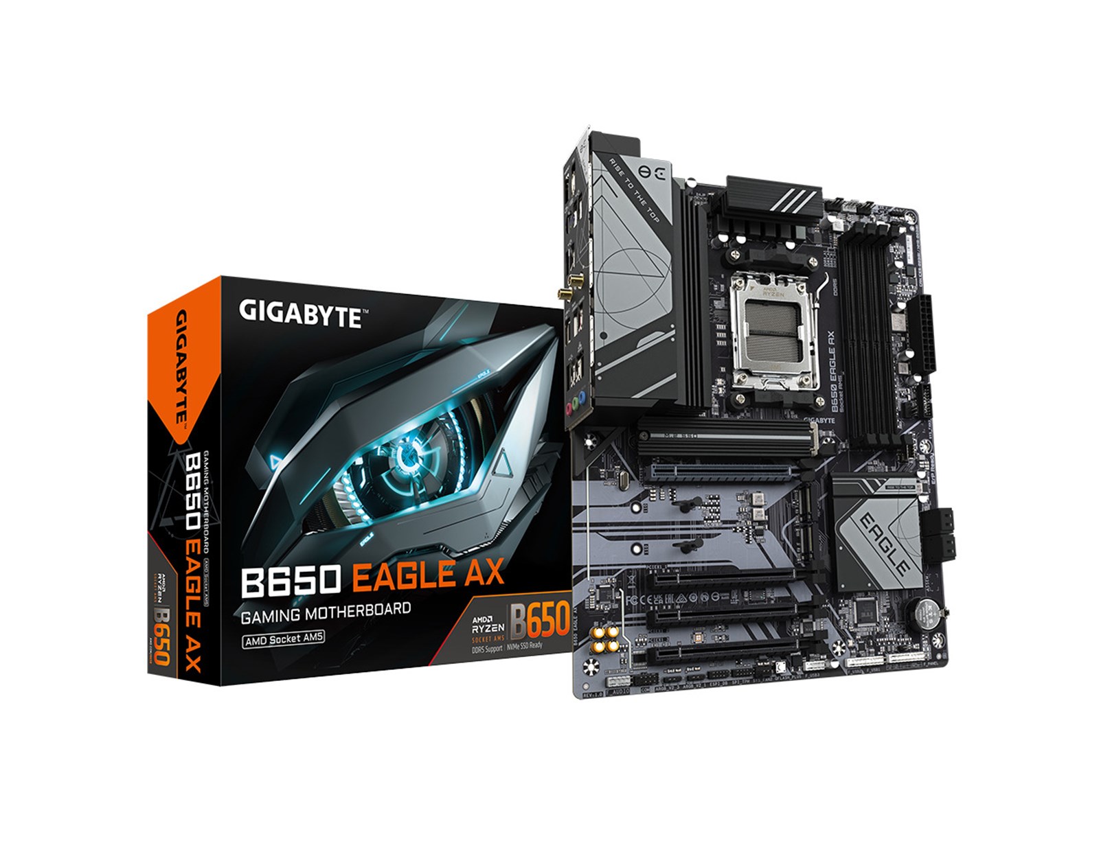Gigabyte MB B650 EAGLE AX, S.AM5, 4×DDR5/7600(OC), PCIe 4.0, G-LAN, 1×DP/HDMI, USB-C, WiFi, ATX