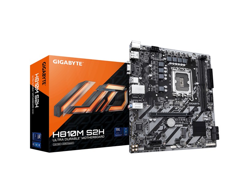 Gigabyte MB H810M S2H, S.1851, 2xDDR5/6400MHz, PCIe 4.0, G-LAN, VGA/HDMI/DP, mATX