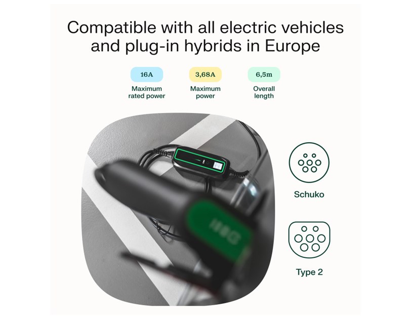 Green Cell (EV16) 3.6kW, 10/16A Schuko - Tip 2 mobilni punjač za punjenje električnih vozila i Plug-In hibrida 6.5m