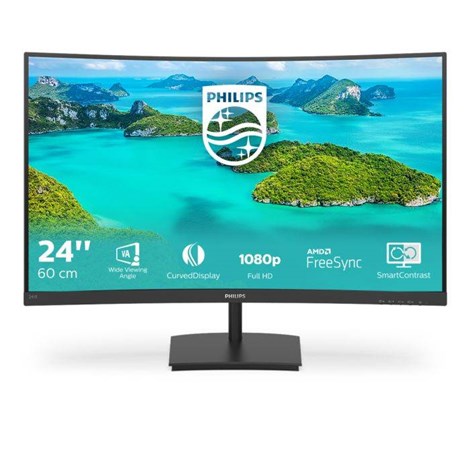 Philips 24" 241E1SCA/00 FHD (1920×1080) VA 16:9, 75Hz, zakrivljeni 1500R, 4ms, 3000:1,  VGA, HDMI, zvučnici, crni