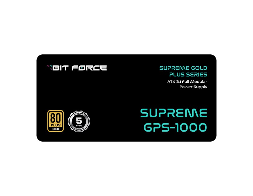 BIT FORCE napajanje 1000W 80+ GOLD SUPREME GPS-1000, modularno, ATX 3.1, PCI-E 5.1, FDB