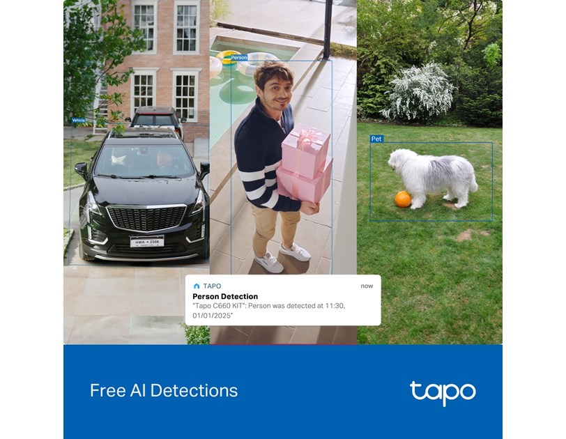 TP-Link Tapo C660 kamera + Tapo A201 Solar panel 4K 8MP(3840×2160 px), F1.6, Full-Color Night Vision, microSD, 2×Spotlights, dvosmjerni audio, detekcija pokreta, vodootporna IP65, Wi-Fi, Tapo app