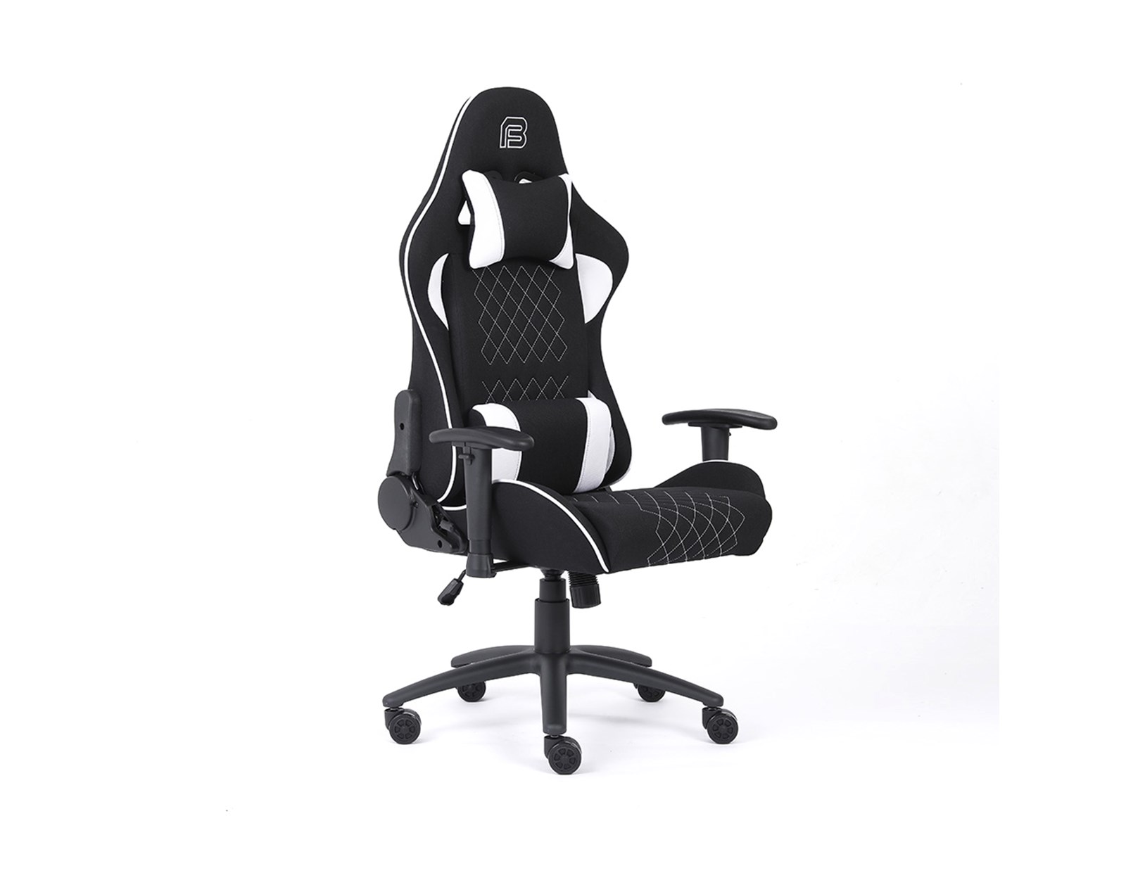 Bit Force KHAN F-2D igraća stolica s potpornim jastučićima, tkanina, 2D naslon za ruke, nosivost 150kg, crno/bijela