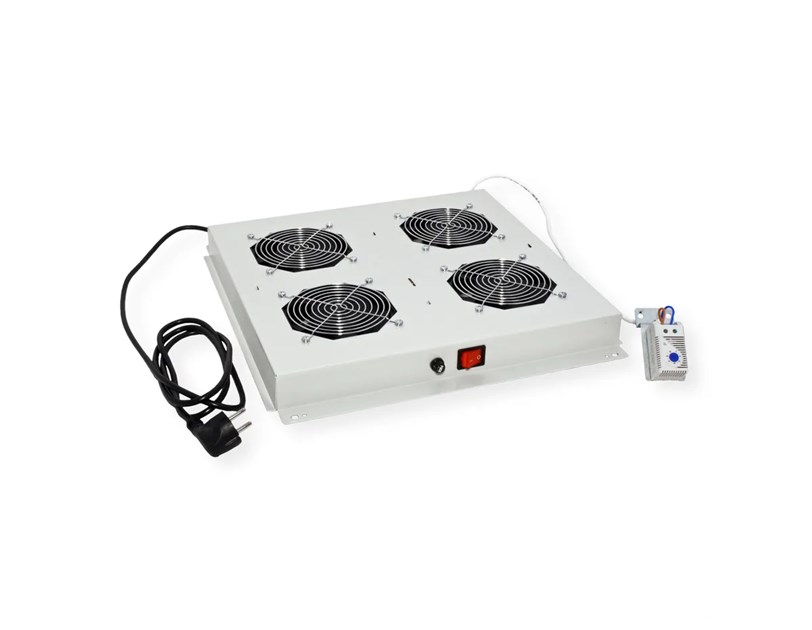 Roline 19" krovni ventilacijski modul s 4 ventilatora i termostatom, sivi