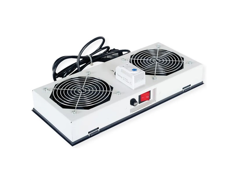 Roline 19" krovni ventilacijski modul s 2 ventilatora i termostatom, sivi