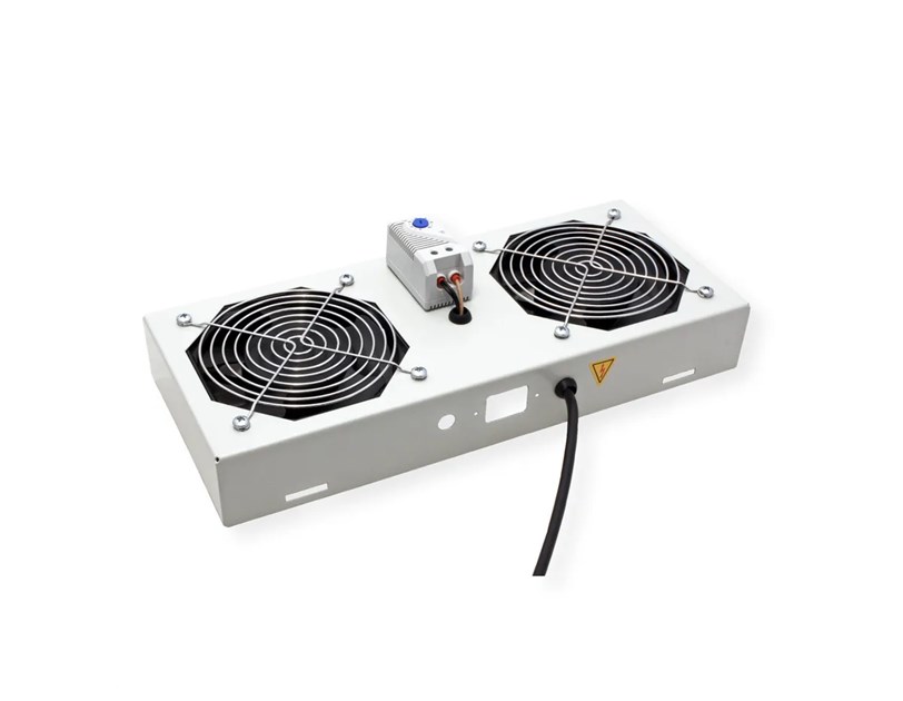 Roline 19" krovni ventilacijski modul s 2 ventilatora i termostatom, sivi
