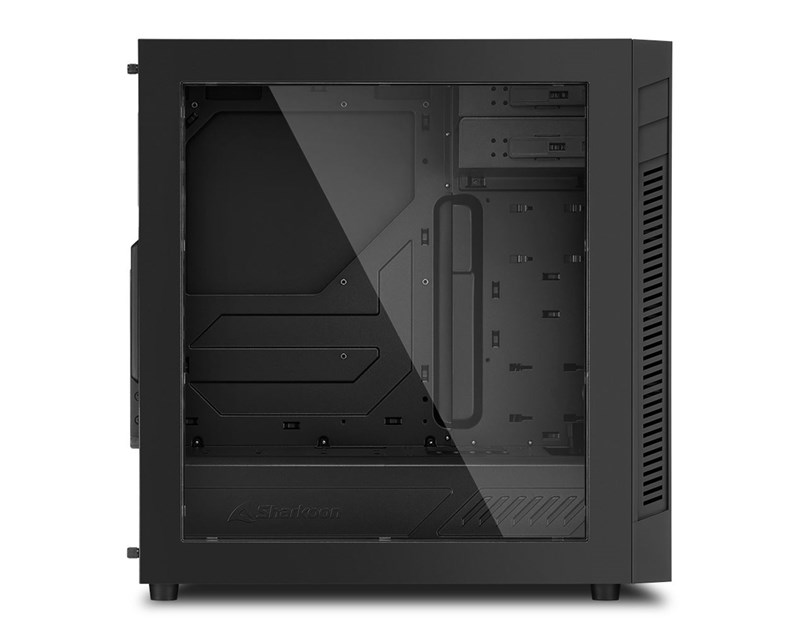 Sharkoon S25-W Midi Tower ATX kućište, prozirna bočna stranica, bez napajanja, plavi LED, crno