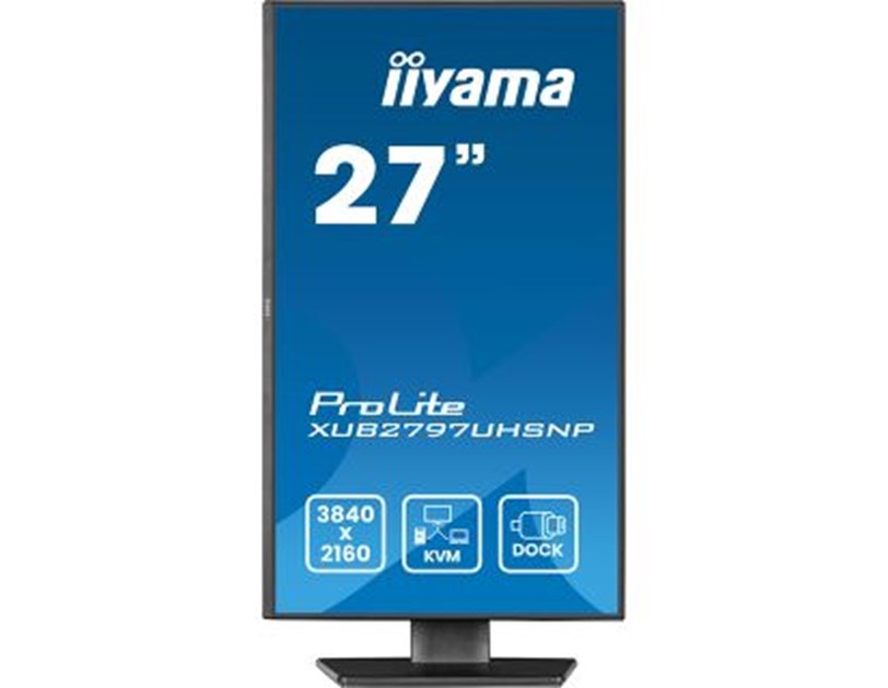 IIYAMA 27" XUB2797UHSNP-B1 4K UHD(3840x2160) IPS 16:9, Pivot, USB-C Dock (LAN/96W PD/DP-OUT), 4ms, 350cd/m2, RJ45, KVM, HDMI, DP, Speakers, USB HUB (3x3.2+1xC)