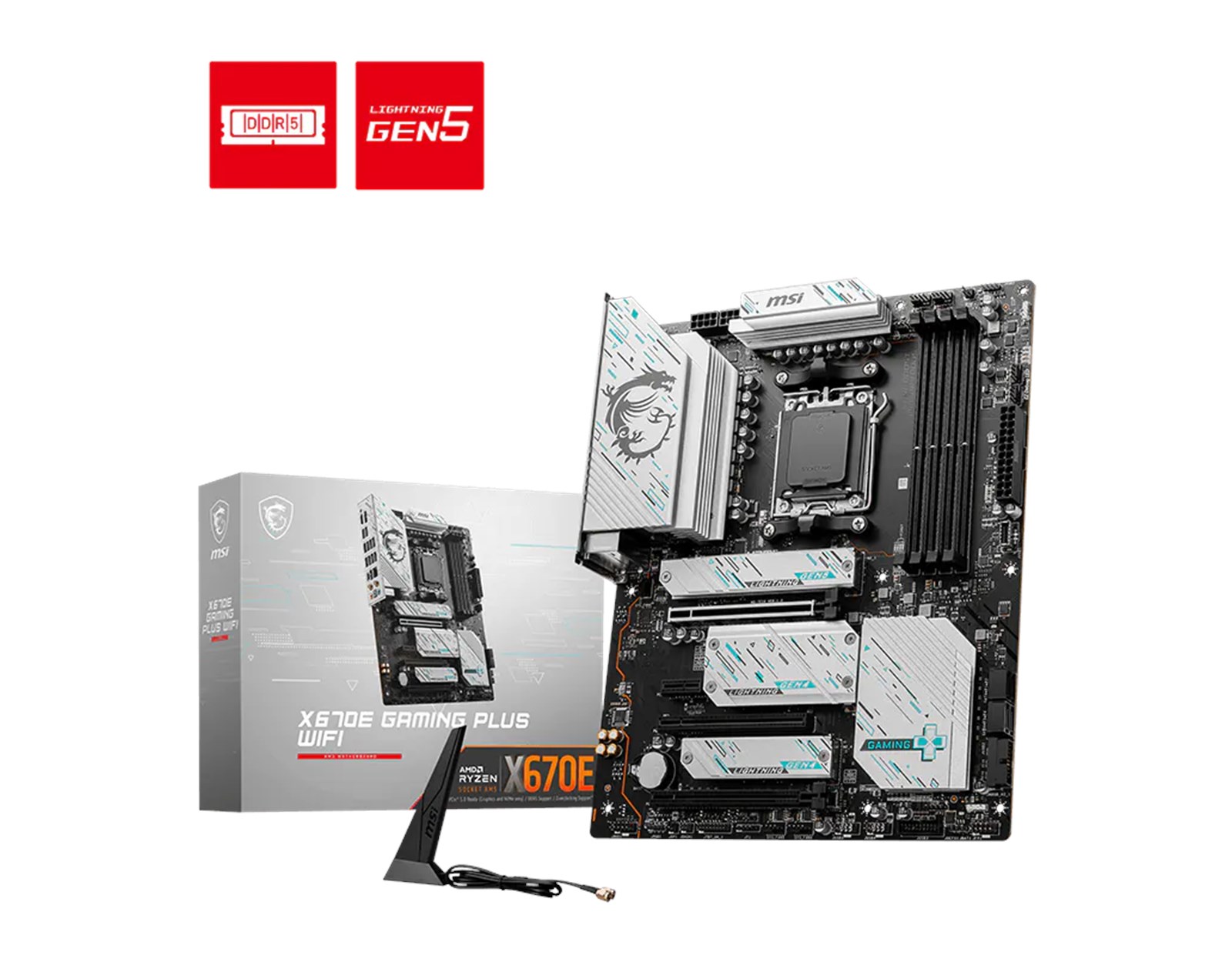 MSI X670E Gaming Plus WIFI, S.AM5, 4×DDR5/7800MHz+(OC), PCIe 5.0, WiFi, DP/HDMI, ATX