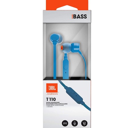 JBL T110E, in-ear slušalice s mikrofonom i upravljanjem s jednom tipkom, plave