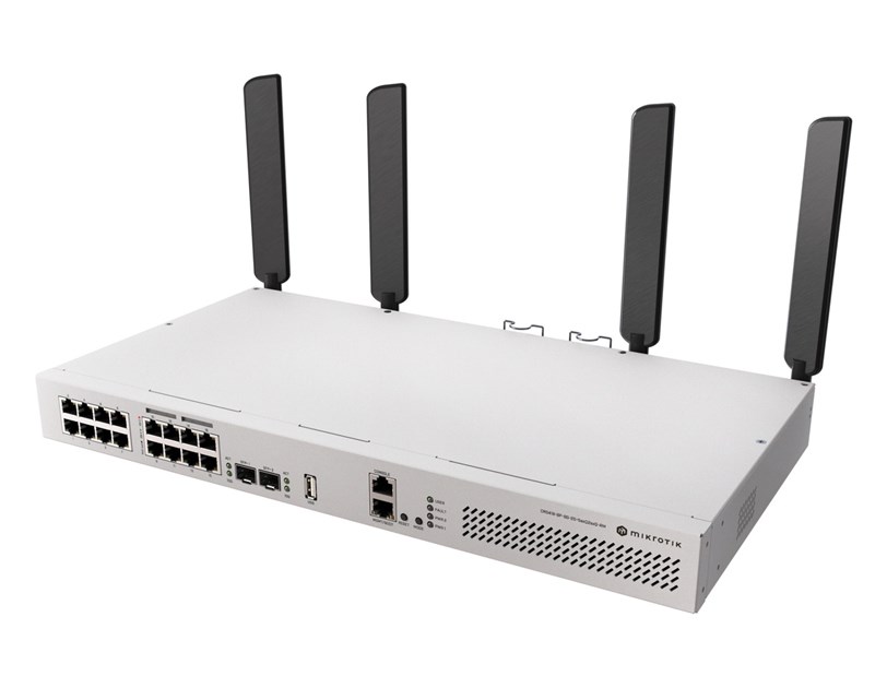 Mikrotik Cloud Router Switch CRS418-8P-8G-2S+5axQ2axQ-RM, 17xG-LAN (8x PoE-out), 2x10G SFP+, IPQ-8072A, RouterOS v7, 1U rackmount