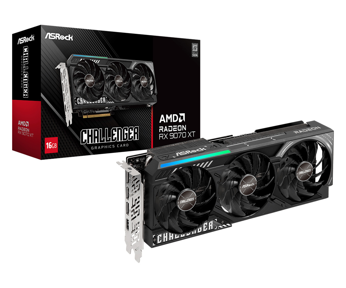 Asrock Radeon RX 9070 XT Challenger 16GB GDDR6, PCIe 5.0x16, 1×HDMI/3×DP
