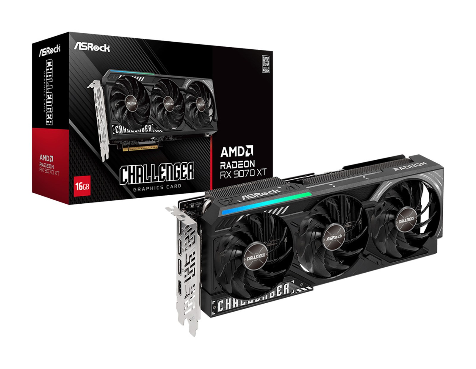 Asrock Radeon RX 9070 XT Challenger 16GB GDDR6, PCIe 5.0x16, 1×HDMI/3×DP