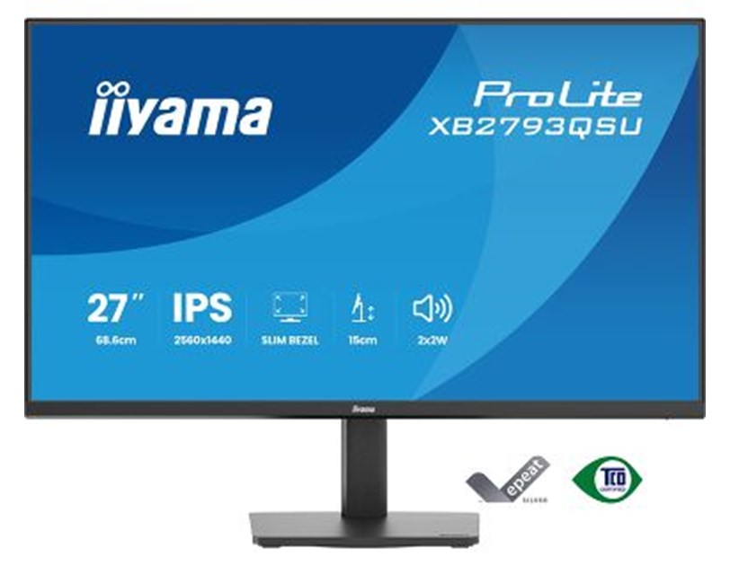 IIYAMA 27" XB2793QSU-B1 QHD (2560x1440) IPS 16:9, Pivot, 350 cd/m2, 1000:1, 1ms, HDMI, DP, USBx2, zvučnici