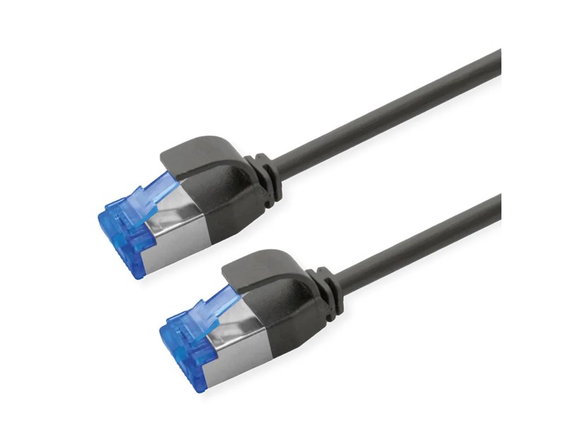 Roline  S/FTP (PiMF) Data Center mrežni kabel, Cat.6A (Class EA), slim, LSOH, tangle free, 0.3m, crni