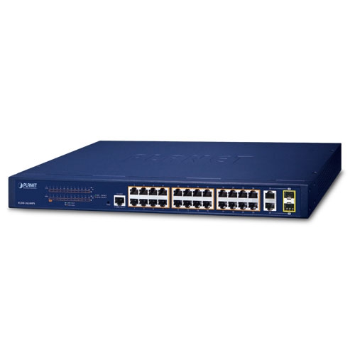 PLANET 24-Port 10/100TX 802.3at PoE +  2-Port Gigabit TP/SFP Combo Managed Ethe...
