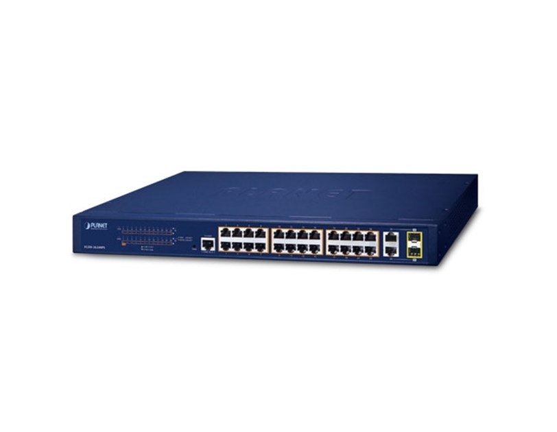 PLANET 24-Port 10/100TX 802.3at PoE +  2-Port Gigabit TP/SFP Combo Managed Ethernet Switch