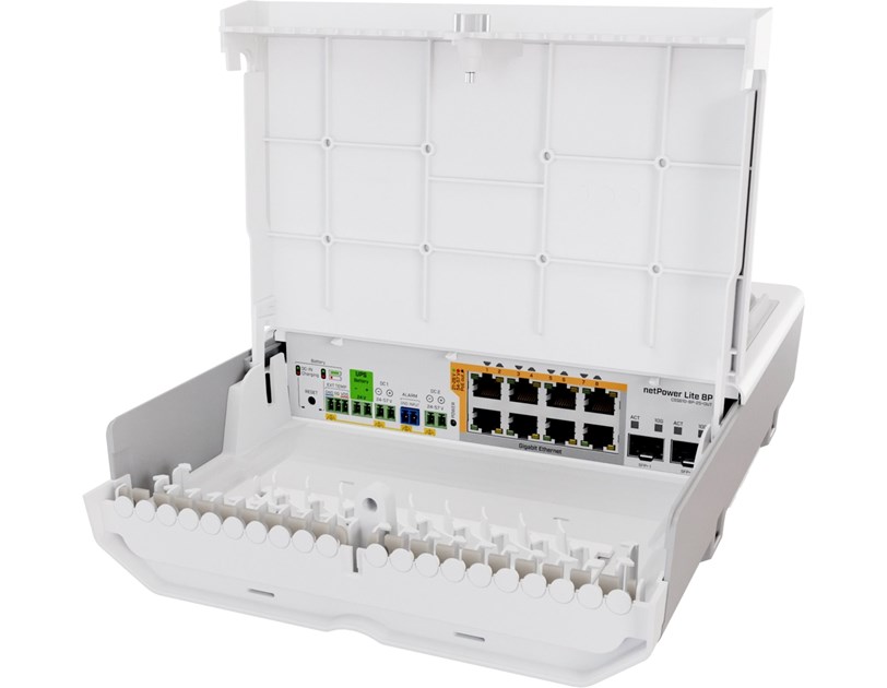 Mikrotik netPower Lite 8P CSS610-8P-2S+OUT, 8×1G PoE-out, 802.3af/at, 2×SFP+ 10G, SwOS, desktop kućište, PSU