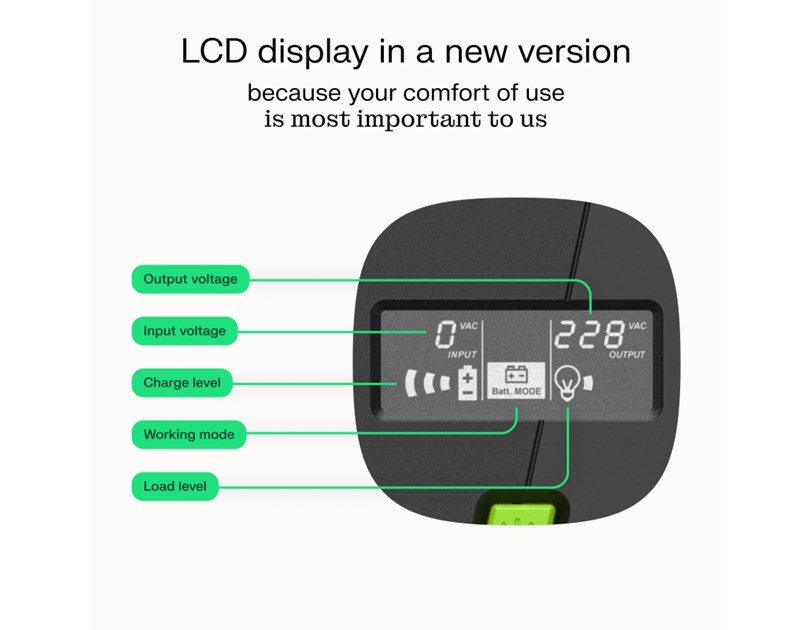 Green Cell UPS (UPSLM480) 850VA/480W, Modified sine wave, Line Interactive AVR, LCD