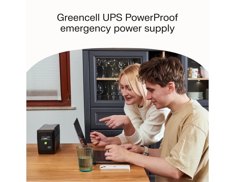 Green Cell UPS (UPSLM480) 850VA/480W, Modified sine wave, Line Interactive AVR, LCD