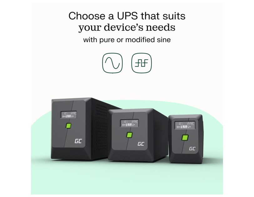 Green Cell UPS (UPSLM1200) 2000VA/1200W, Modified sine wave, Line Interactive AVR, LCD